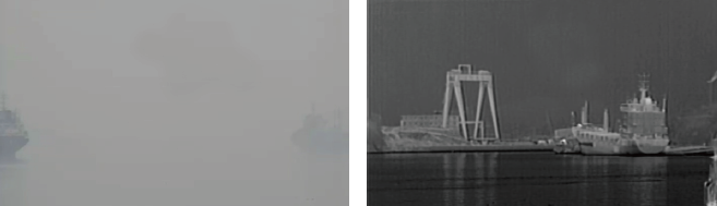 “雾天情况：可见光图&红外图对比”